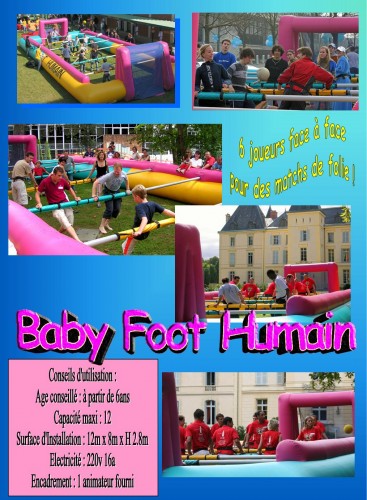 location de baby foot humain humain gonflable